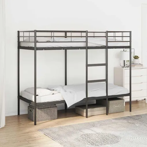 vidaXL Lit superposé sans matelas noir 75x190 cm acier Bon état reconditionné disponible sur Rakuten