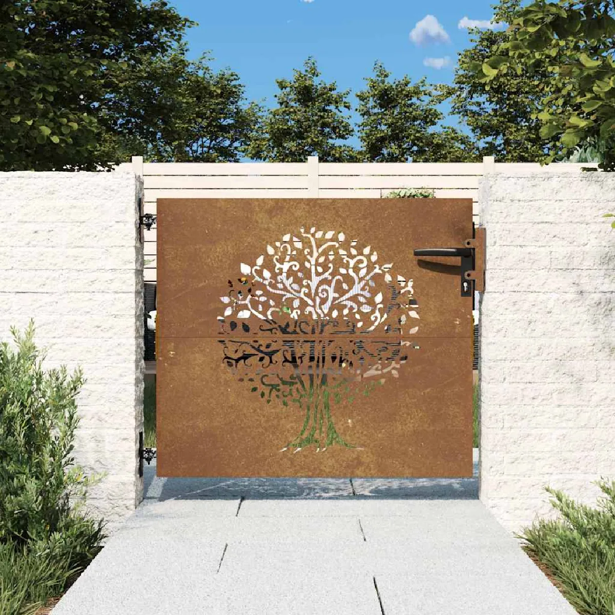 Acheter vidaXL Portail 85x75 cm acier corten Reconditionné - 33,46 € | Dero vidaXL Portail 85x75 cm acier corten Reconditionné VidaXL reconditionné disponible sur Rue du Commerce Seconde Vie | Dero