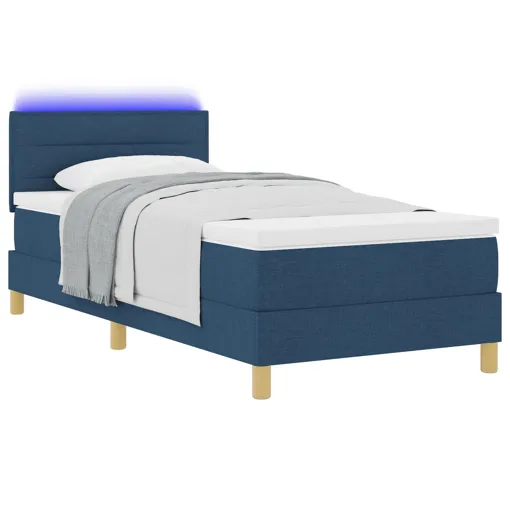 vidaXL Sommier avec Matelas & LED Bleu 100x200 cm Tissu Bon état reconditionné disponible sur Rakuten