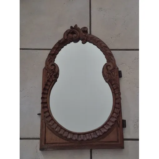 Vintage ¿ Ancienne petite porte en bois brut avec miroir Bon état reconditionné disponible sur Rakuten