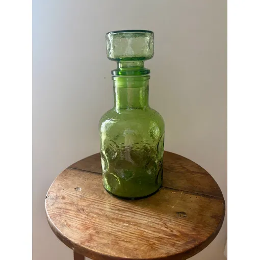 Vintage Belle Bouteille Carafe En Verre Épais Alvéolé Verte Bon état reconditionné disponible sur Rakuten