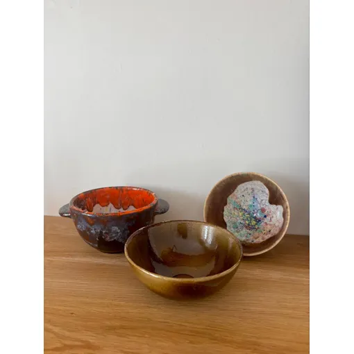 Vintage Lot De 3 Bols En Grès Émaillé Poterie Morvan Et Autre Signature À Identifier Bon état reconditionné disponible sur Rakuten