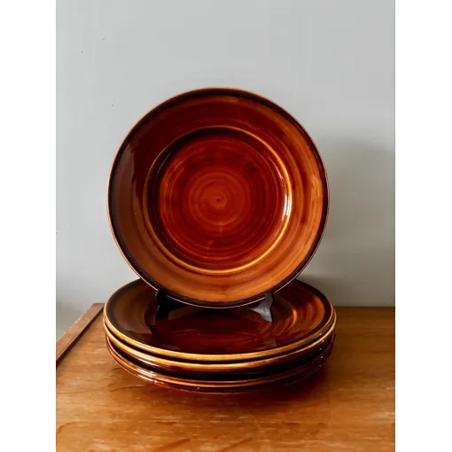 Vintage Lot De 6 Assiettes Plates Marron Miel Luneville Bon état reconditionné disponible sur Rakuten