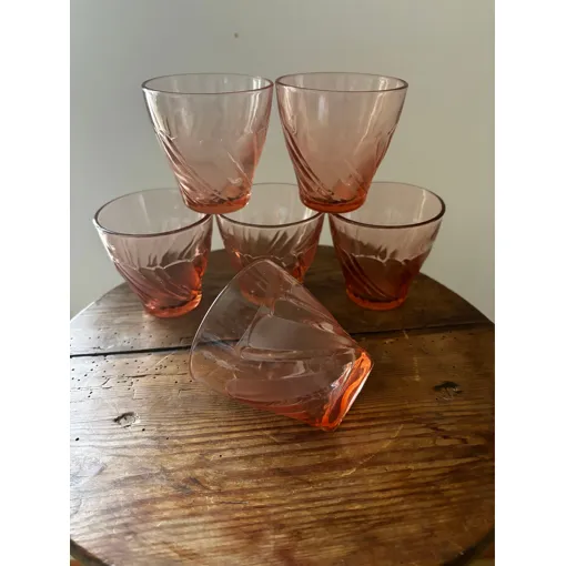 Vintage Lot De 6 Verres Rose Vereco Torsades occasion reconditionné disponible sur Rakuten
