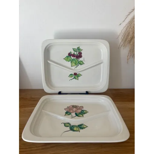 Vintage Lot De Deux Assiettes Ou Plat Compartimenté Décor Floral Monique Saint Marc Bon état reconditionné disponible sur Rakuten