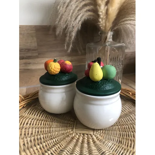 Vintage Lot De Deux Pots À Confiture Fruits En Relief occasion reconditionné disponible sur Rakuten