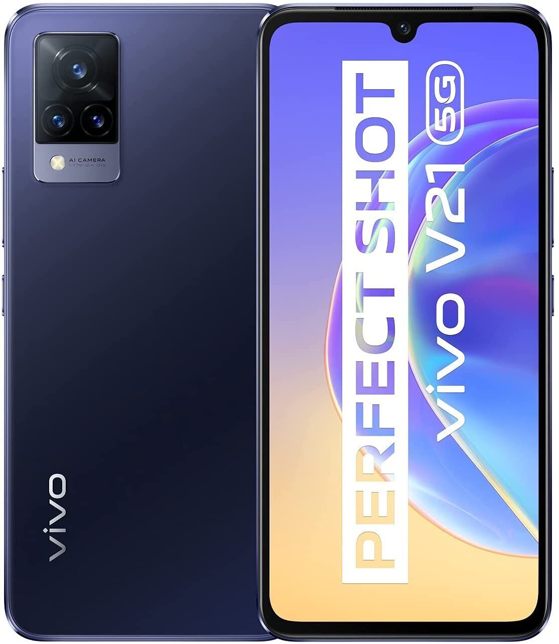Vivo V21 5G 8 GB 128 GB Bleu Crépuscule Parfait état Vivo reconditionné disponible sur Refurbed