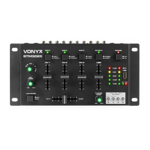 Vonyx STM3025 - Table de mixage 4 canaux, USB, Technologie sans fil Bluetooth, 4 entrées ligne RCA, 2 entrées phono RCA État correct Vonyx reconditionné disponible sur Fnac