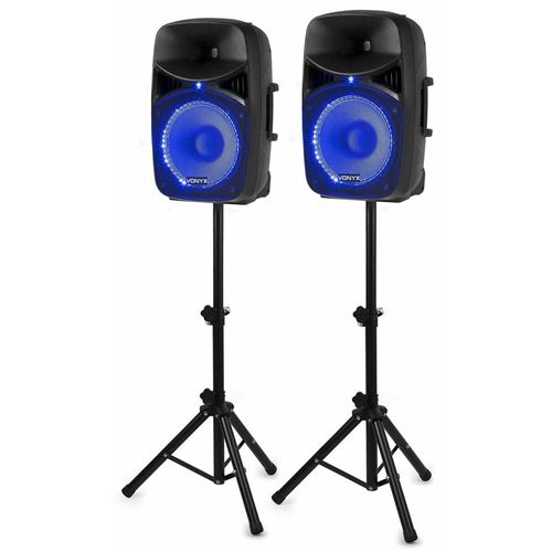 Vonyx Vch122A Paire d´enceintes sono actives 12 avec écran LED - USB SD MP3 Bluetooth - trépieds & télécommande - 800W État correct Vonyx reconditionné disponible sur Fnac