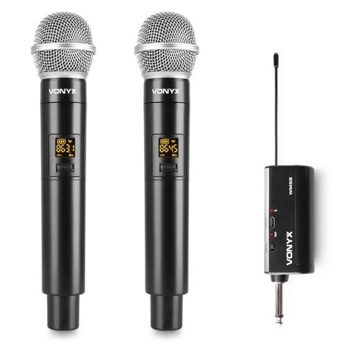Vonyx wm552 double microphone sans fil professionnel - portée jusqu'à 50 mètres, avec récepteur plug in, affichage digital État correct N/A reconditionné disponible sur Fnac