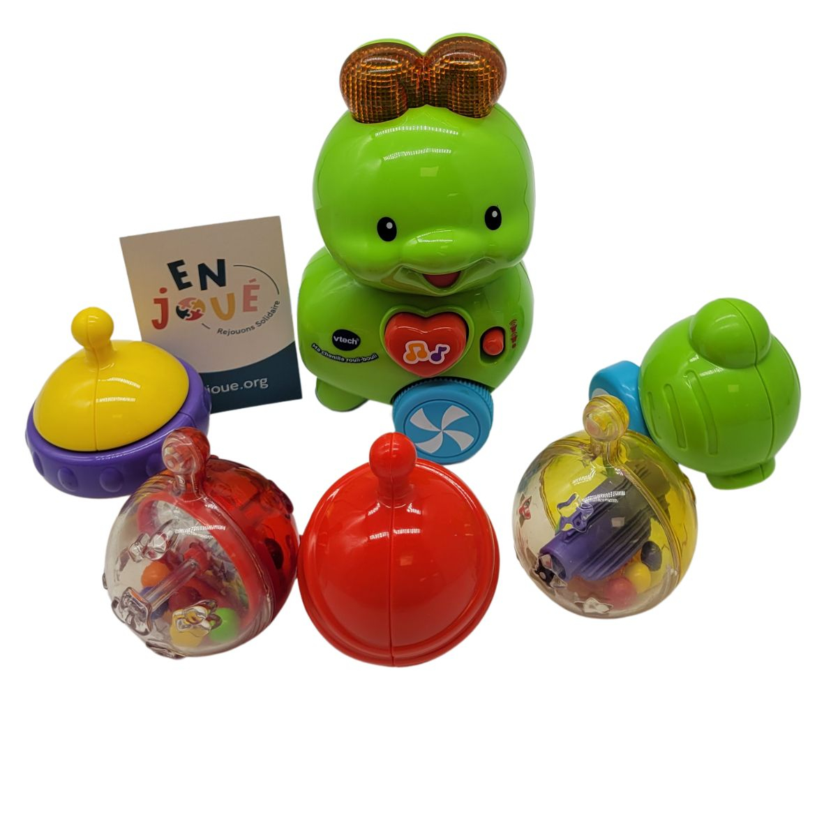 Voir photo 2 de VTech Ma chenille rouli-bouli Dès 12 mois. VTech Ma chenille rouli-bouli Dès 12 mois. Bon état reconditionné photo 2