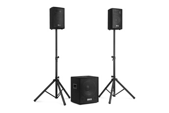 VX0812BT Pack Sono DJ actif 2.1 - 800W, 8Ohm, avec Bluetooth, subwoofer 12 pouces, 2 enceintes 8 pouces Très bon état Vonyx reconditionné disponible sur Darty