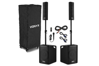 VX1050BT Pack enceintes sono actives 1150W - système 2.2 - subwoofer 2 x 12 + micro Bon état Vonyx reconditionné disponible sur Darty