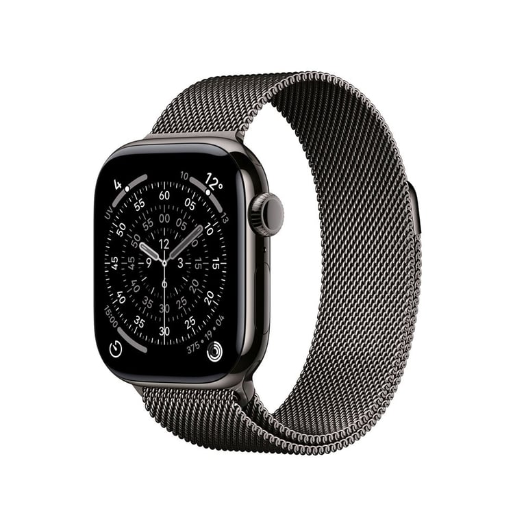 Watch Series 11 (2025) GPS + Cellulaire Boitier de 46mm en Titane Ardoise avec bracelet milanais, Noir - M/L - Excellent état Parfait état Apple reconditionné disponible sur Pixmania
