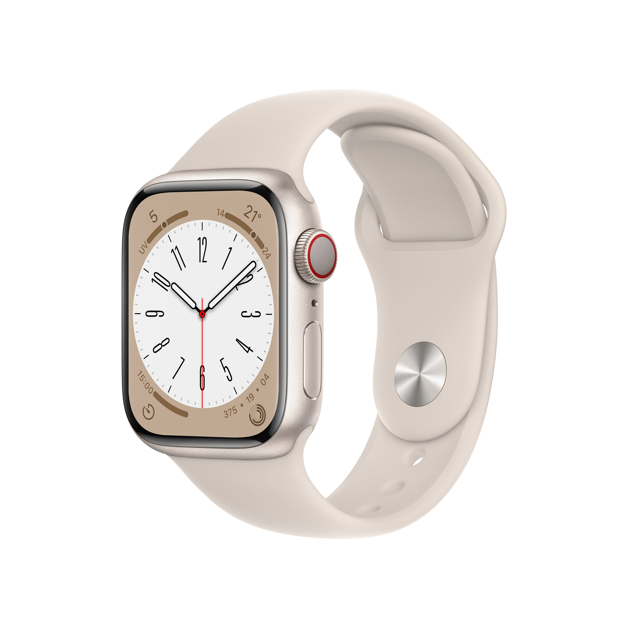Watch Series 8 OLED 41 mm - Boîtier en Aluminium Lumière stellaire - GPS + Celullar - Bracelet Sport - Lumière stellaire - Bon état Bon état reconditionné disponible sur Pixmania
