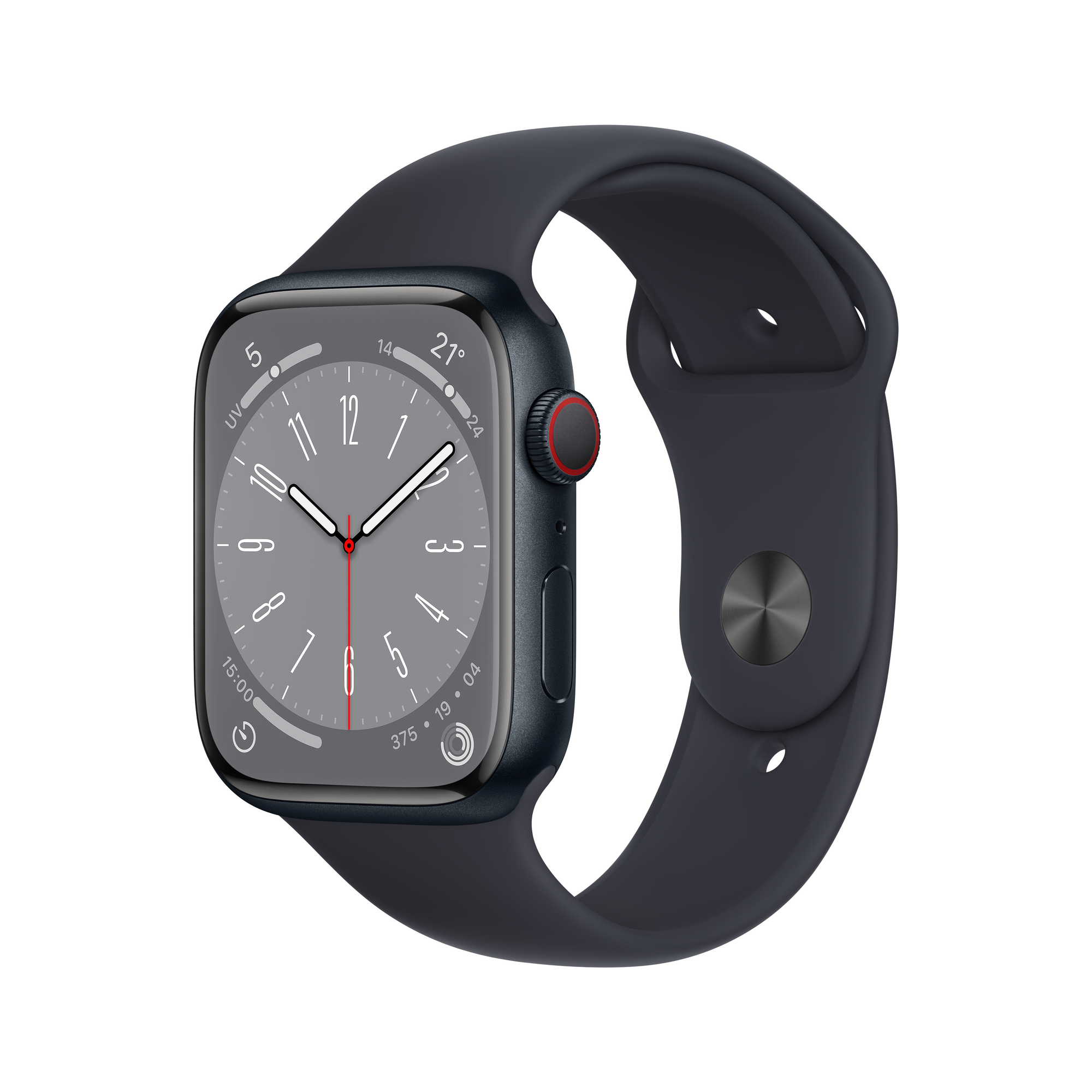 Watch Series 8 OLED 45 mm - Boîtier en Aluminium Minuit - GPS + Cellular - Bracelet Sport - Minuit - Bon état Bon état Apple reconditionné disponible sur Pixmania