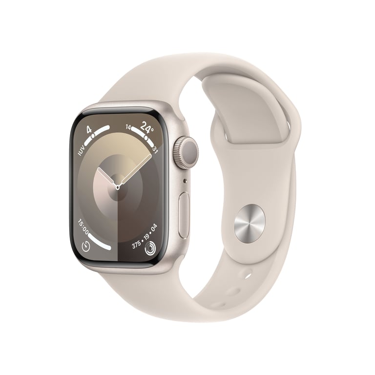 Watch Series 9 GPS, boitier en aluminium de 41 mm avec boucle en caoutchouc, Beige - Bon état Bon état Apple reconditionné disponible sur Pixmania