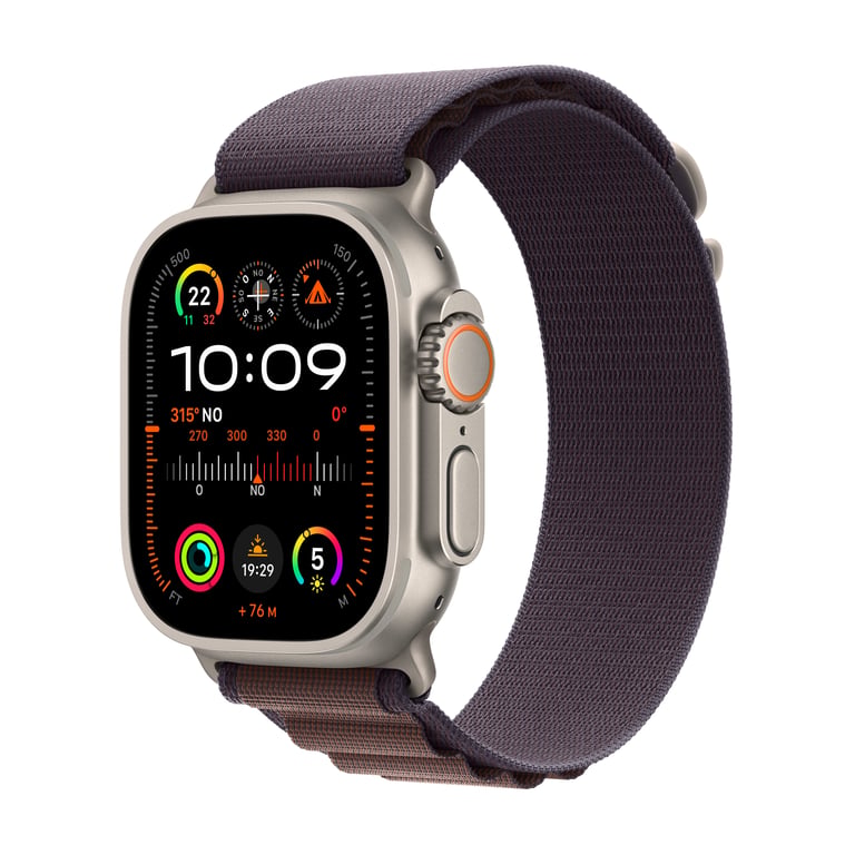 Watch Ultra 2 GPS + Cellulaire, boitier en titane de 49 mm avec boucle alpine, Indigo, M - Excellent état Comme neuf Apple reconditionné disponible sur Pixmania