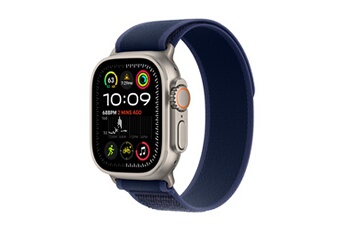 Watch Ultra 2 GPS + Cellular 49mm Boîtier en Titane Naturel avec Boucle Trail Bleu - S/M version 2024 Très bon état Apple reconditionné disponible sur Darty