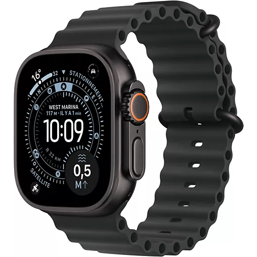 Watch Ultra 3 (2025) GPS + Cellular boitier de 49mm en Titane Noir avec Bracelet Océan, Noir - Excellent état Parfait état Apple reconditionné disponible sur Pixmania