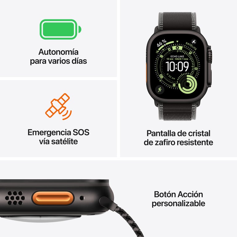 Watch Ultra 3 (2025) GPS + Cellular boitier de 49mm en Titane Noir avec Bracelet Océan, Noir - Très bon état Très bon état Apple reconditionné photo 2 | Dero