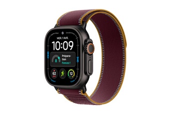 Watch Ultra 4 GPS + Cellular 49 mm Boîtier en titane Noir avec Boucle Trail Bordeaux - S/M Très bon état Apple reconditionné disponible sur Darty | Dero
