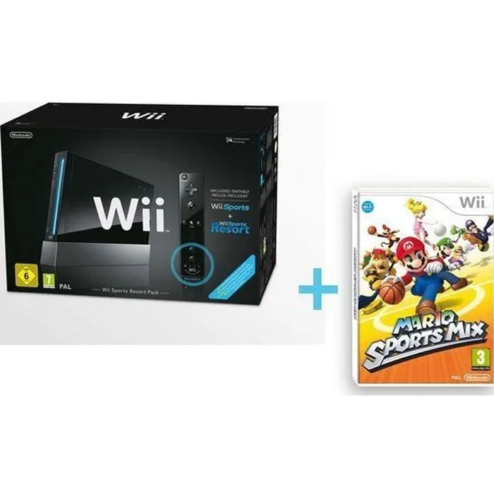 Wii NOIRE SPORTS RESORT + MARIO SPORTS MIX refurbished - 189,90 € Wii NOIRE SPORTS RESORT + MARIO SPORTS MIX refurbished reconditionné disponible sur Cdiscount Seconde Vie