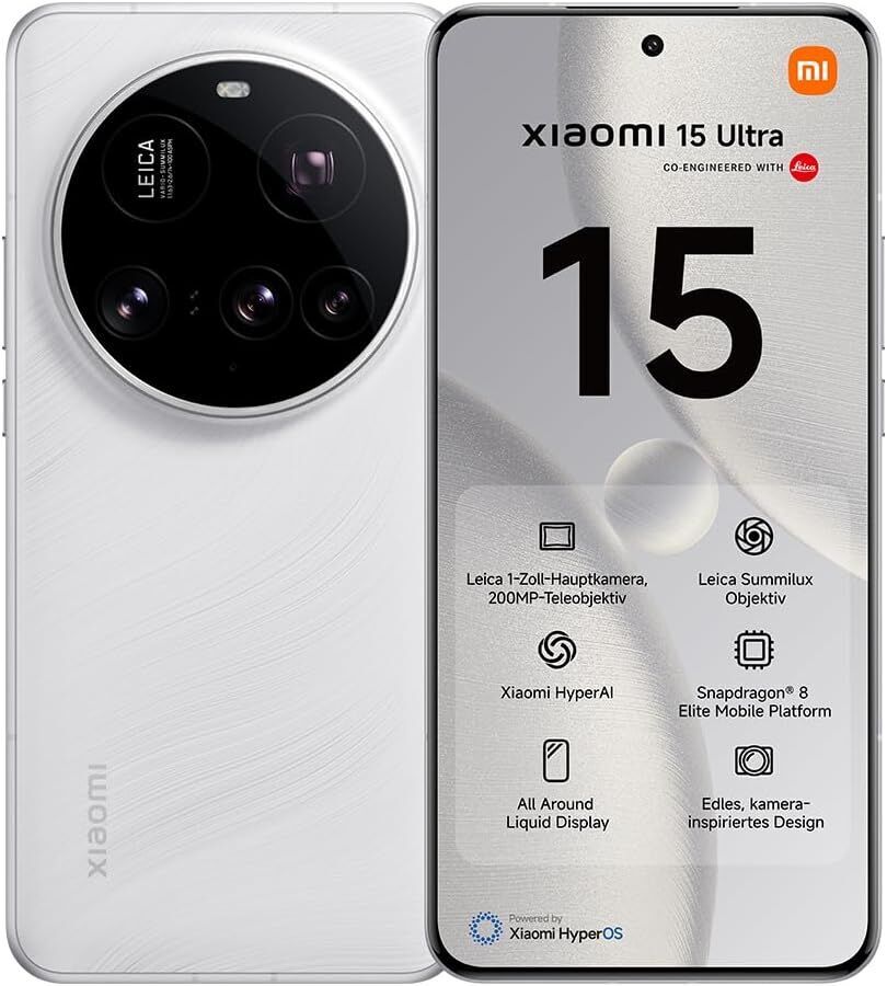 Xiaomi 15 Ultra 16 GB 512 GB Dual-SIM blanc Très bon état Xiaomi reconditionné disponible sur Refurbed