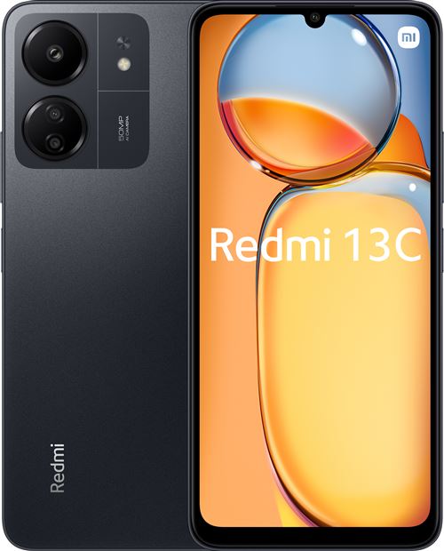 Xiaomi Redmi 13C - 4G smartphone - double SIM - RAM 4 Go / Mémoire interne 128 Go - microSD slot - Écran LCD - 6.74" - 1600 x 720 pixels (90 Hz) - 3 x caméras arrière 50 MP, 2 MP - front camera 8 MP - noir minuit État correct Xiaomi reconditionné disponible sur Fnac