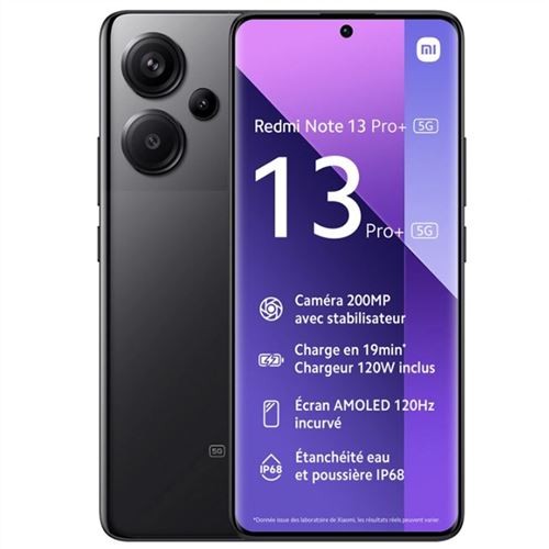 Xiaomi Redmi Note 13 Pro+ 5G 12Go 512Go Noir État correct N/A reconditionné disponible sur Fnac