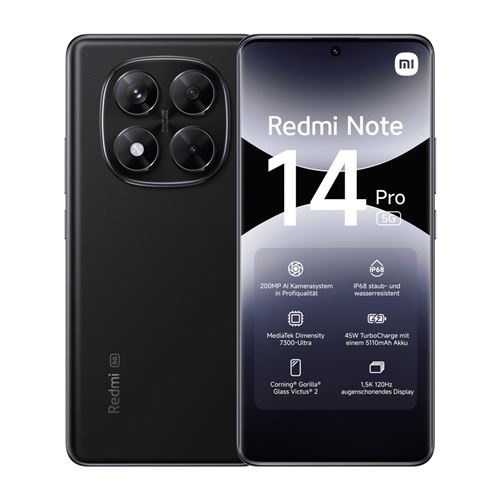 Xiaomi Redmi Note 14 Pro 5G 8Go RAM 256Go Noir État correct N/A reconditionné disponible sur Fnac