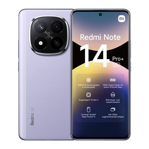 Xiaomi Redmi Note 14 Pro+ 5G 8Go RAM 256Go Violet État correct N/A reconditionné disponible sur Fnac