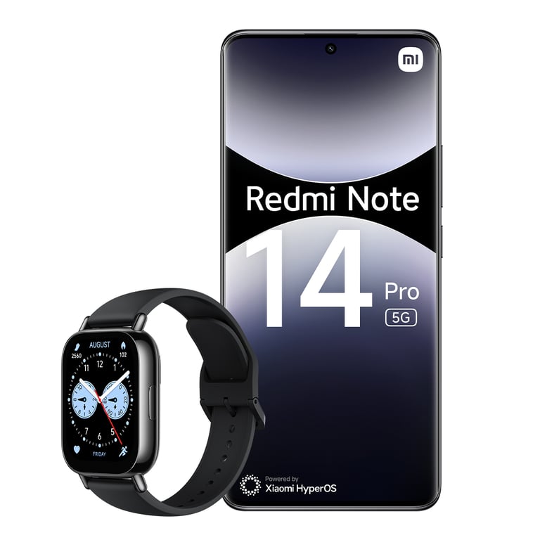 Xiaomi Redmi Note 14 Pro 5G + Watch 5 Lite 16,9 cm (6.67 ) Double SIM USB Type-C 8 Go 256 Go 5110 mAh Noir - Très bon état Très bon état Xiaomi reconditionné disponible sur Pixmania