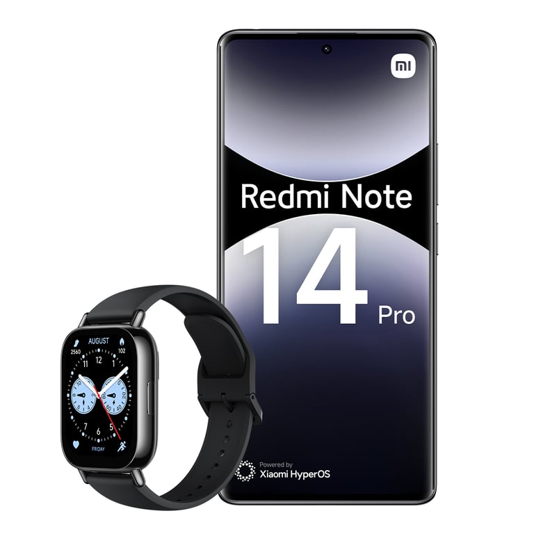 Xiaomi Redmi Note 14 Pro + Watch 5 Lite 16,9 cm (6.67 ) Double SIM hybride Android 14 4G USB Type-C 8 Go 256 Go 5500 mAh Noir - Excellent état Parfait état Xiaomi reconditionné disponible sur Pixmania