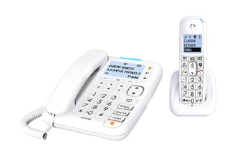 XL785 Combo (base filaire + combiné DECT) avec répondeur, grand écran et grosses touches Très bon état Alcatel reconditionné disponible sur Darty