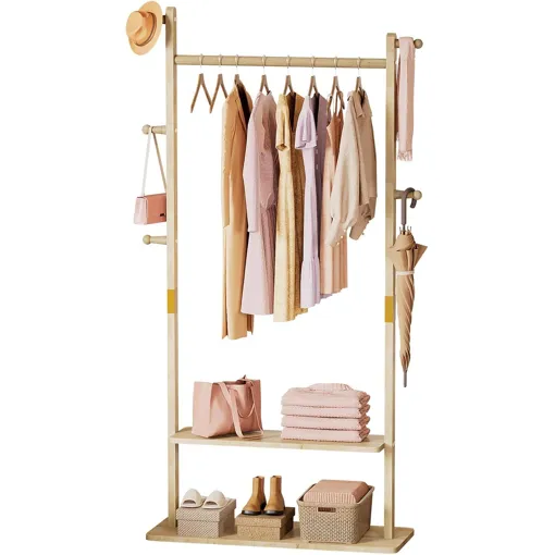 Yorbay Porte-Manteau En Bois Portant À Vêtements Autonome: Avec 2 Étagères 5 Crochets 1 Tringle À Vêtements - Armoire Pour Vêtements Chapeaux Vestes Sacs - Pour Salon Chambre Buanderie Bon état reconditionné disponible sur Rakuten