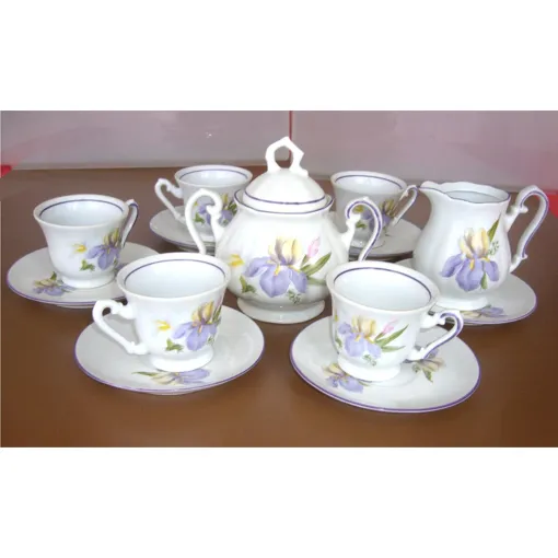 Zajecar Service The Ou Cafe Porcelaine Blanc Decor Fleur Iris occasion reconditionné disponible sur Rakuten