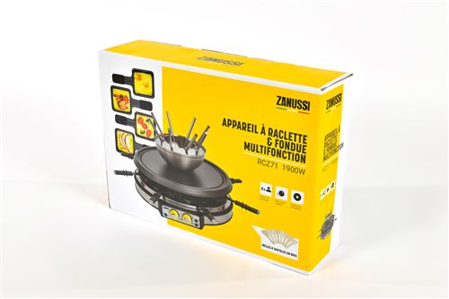 Zanussi - RCZ71 - Appareil à raclette et fondue - 4 en 1 Raclette, grill, fondue bourguignonne ou chinoise - 8 personnes - Noir État correct N/A reconditionné disponible sur Fnac